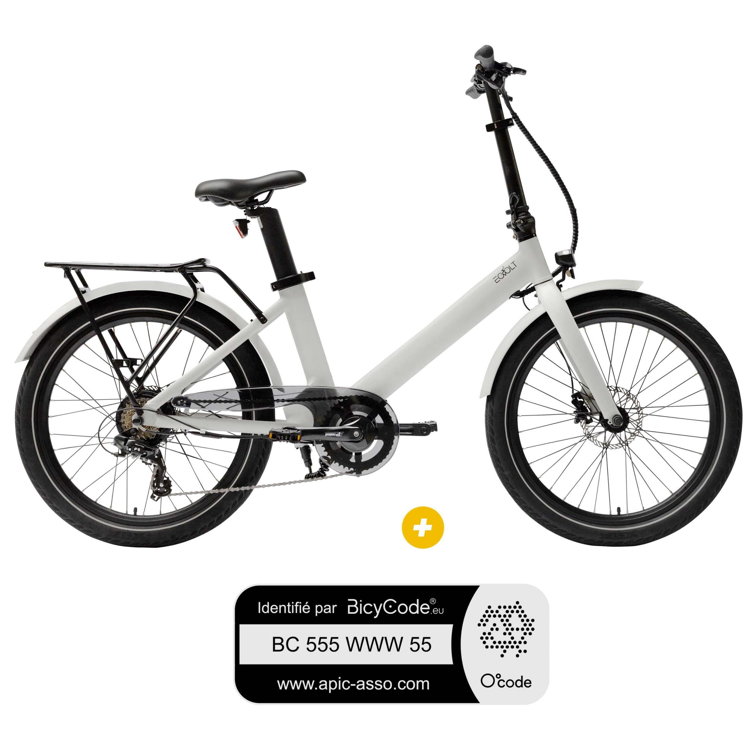 Vélo à assistance électrique semi pliant EVENING 24'' gris + Marquage Bicycode