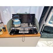 Réchaud à gaz 2 feux avec grill/toaster