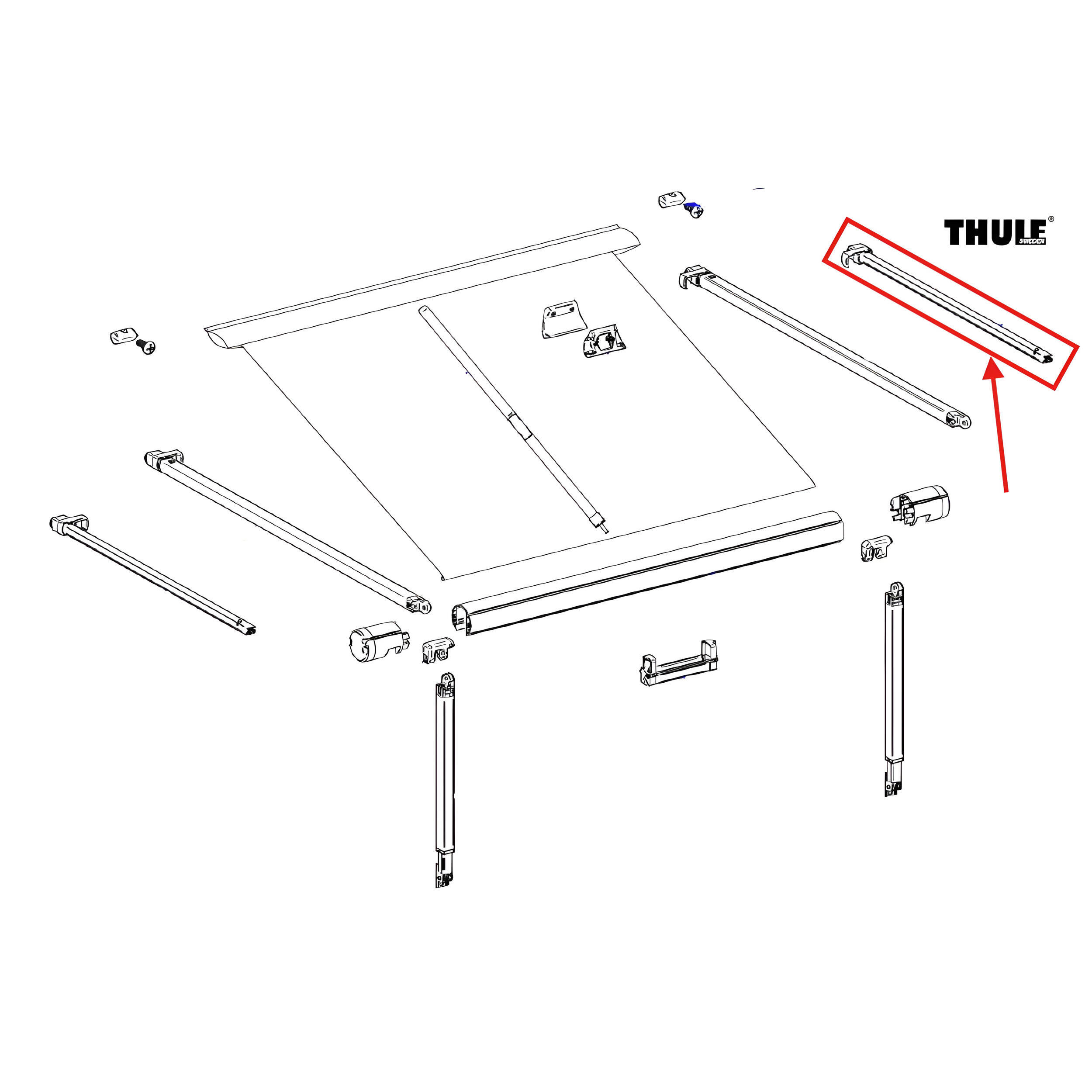 Pièce intérieur de la barre de tension droite - Store Thule 1200