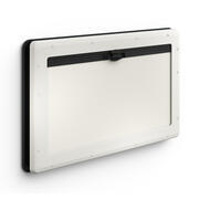 Baie double vitrage acrylique S10 coulissante : 800 x 450 avec encadrement blanc