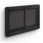 Baie double vitrage acrylique S10 coulissante : 800 x 450 avec encadrement noir